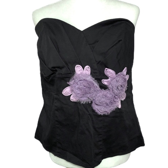 Torrid Gray Strapless Top Floral Accent Plus Sz 1 - Picture 3 of 8